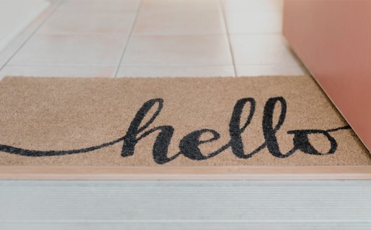 Welcome mat at front door